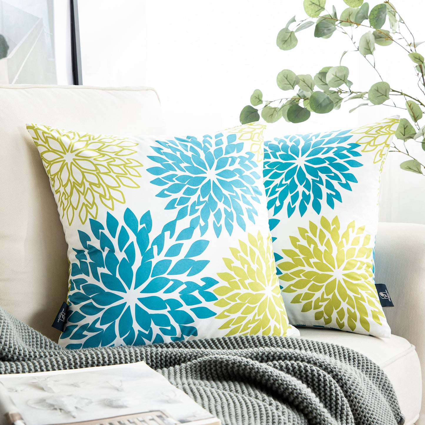 New Living Series Square Decorative Throw Pillow Covers, 18" x 18", 1 Pack Of 2