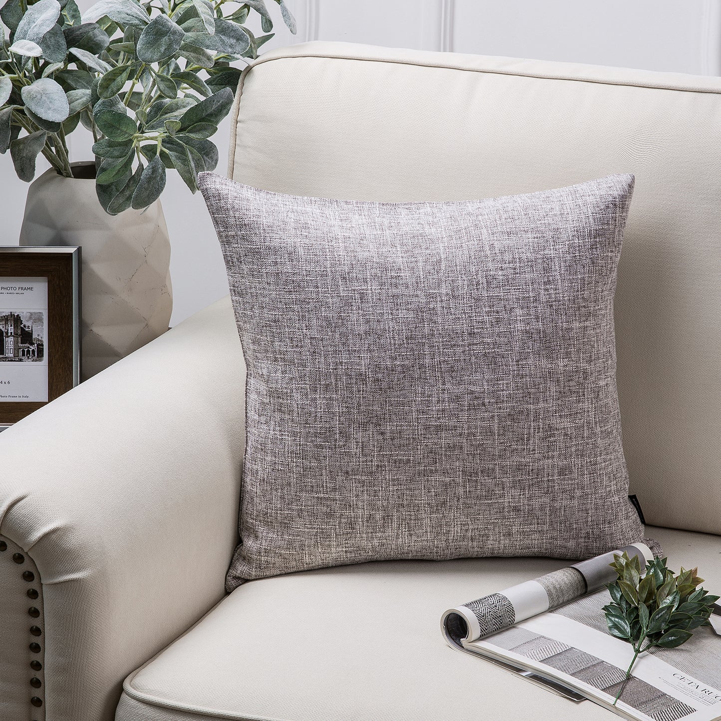 Textural Faux Linen Series Decorative Throw Pillow Covers, 18*18*2,1 Pack Of 2
