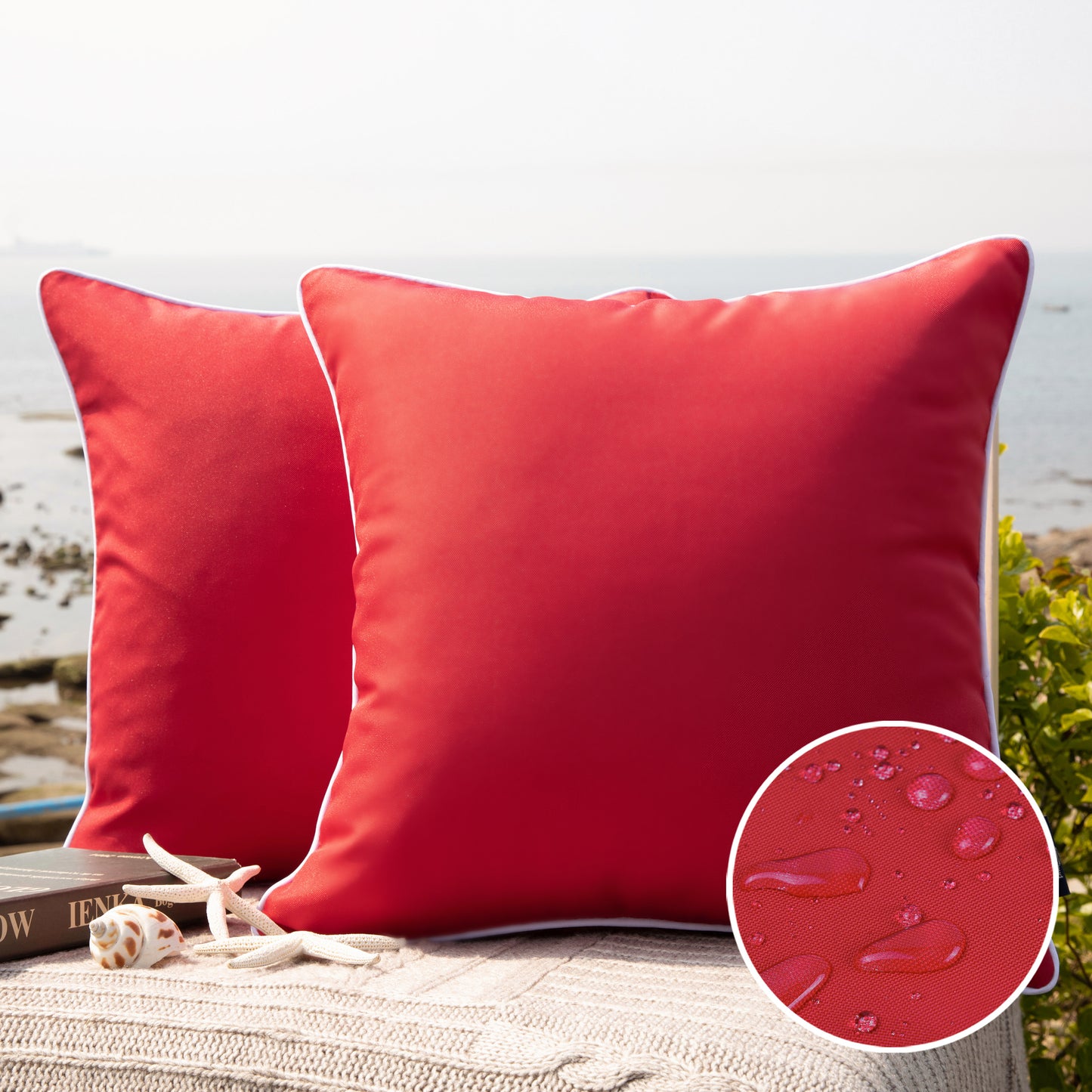 Summer Waterproof Outdoor Decorative Throw Pillow Covers, 20" x 20", 1 Pack Of 2