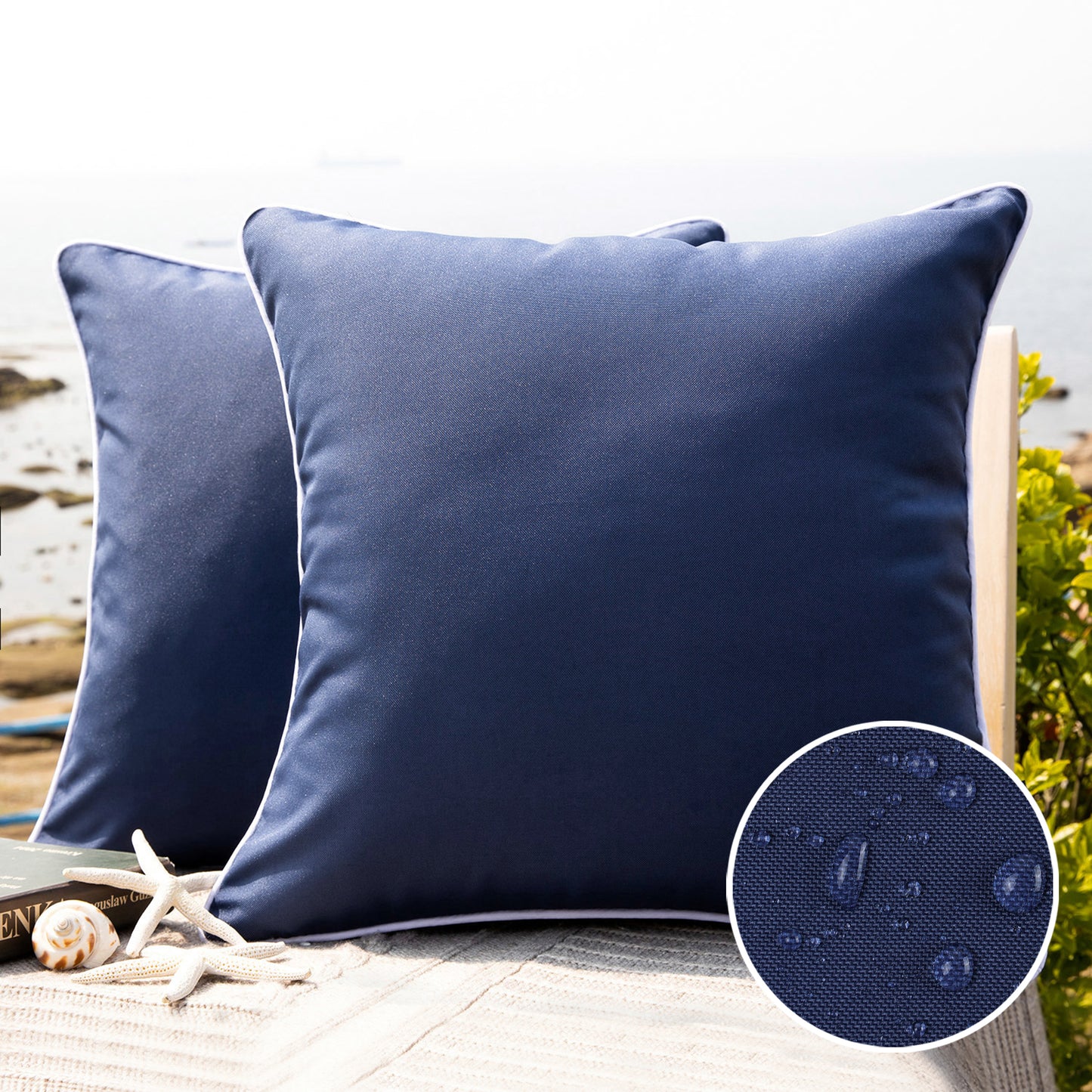 Summer Waterproof Outdoor Decorative Throw Pillow Covers, 20" x 20", 1 Pack Of 2