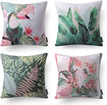 Tropical Series Decorative Throw Pillow Covers, 18" x 18", Set of 4