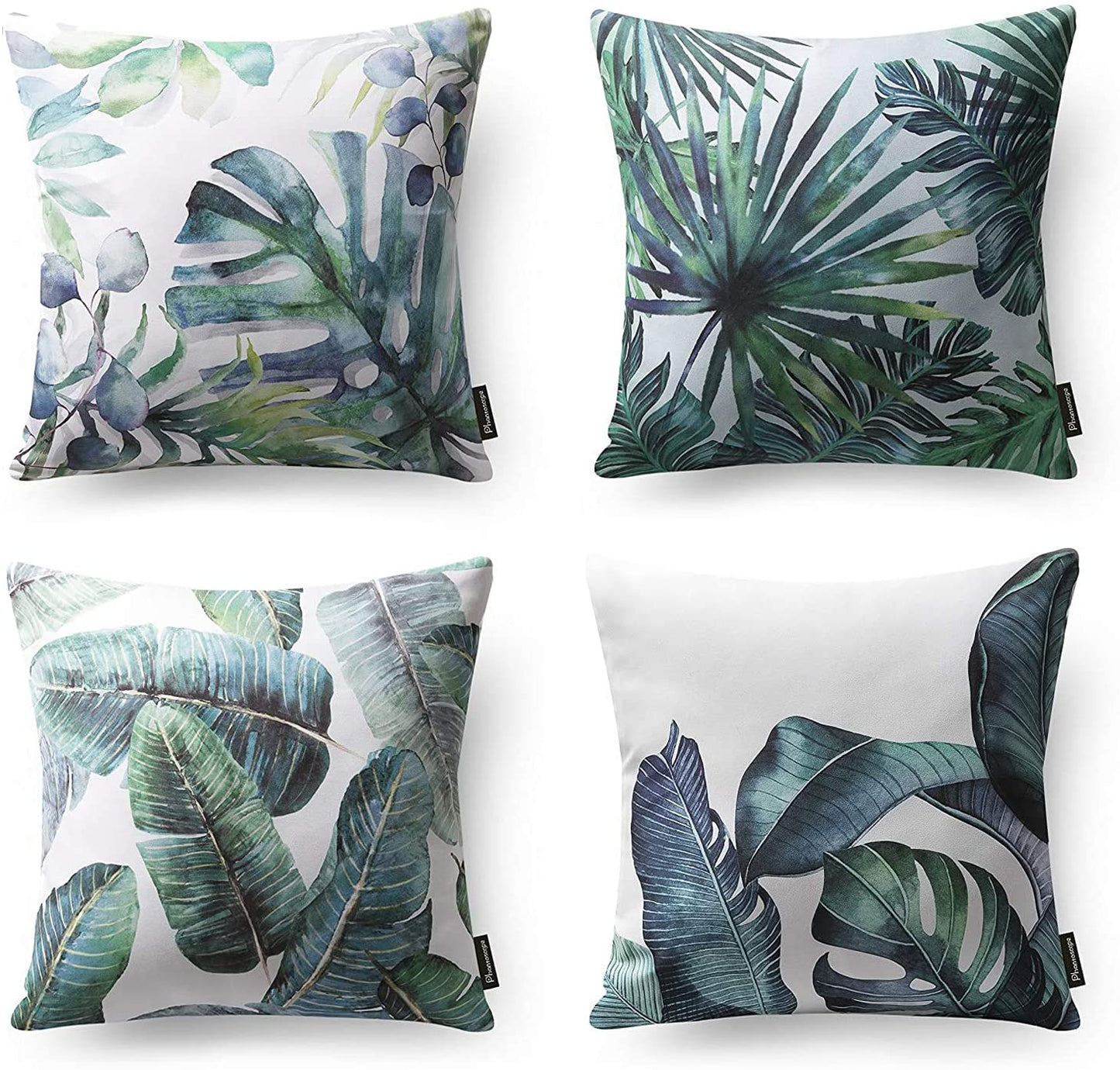Tropical Series Decorative Throw Pillow Covers, 18" x 18", Set of 4