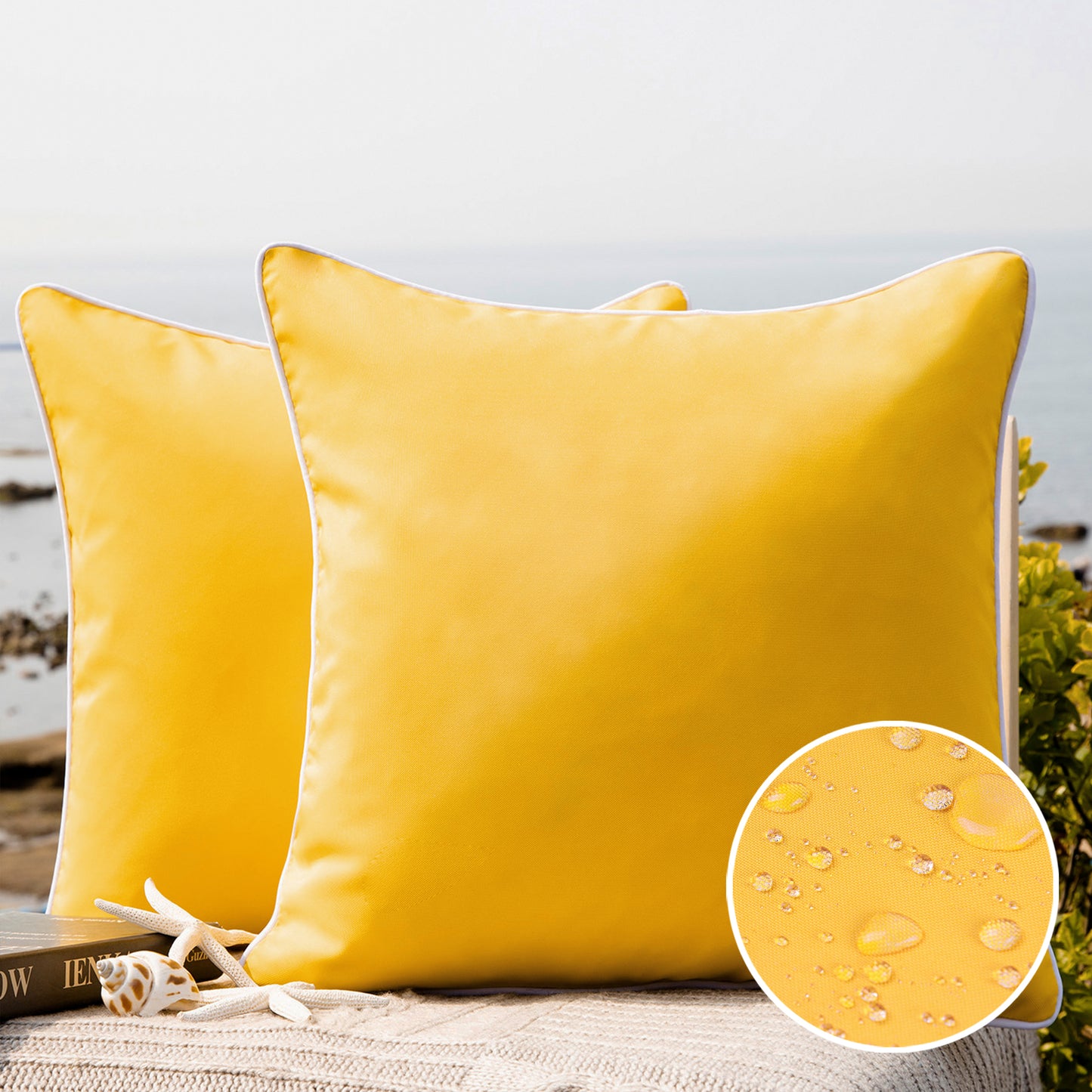 Summer Waterproof Outdoor Decorative Throw Pillow Covers, 20" x 20", 1 Pack Of 2