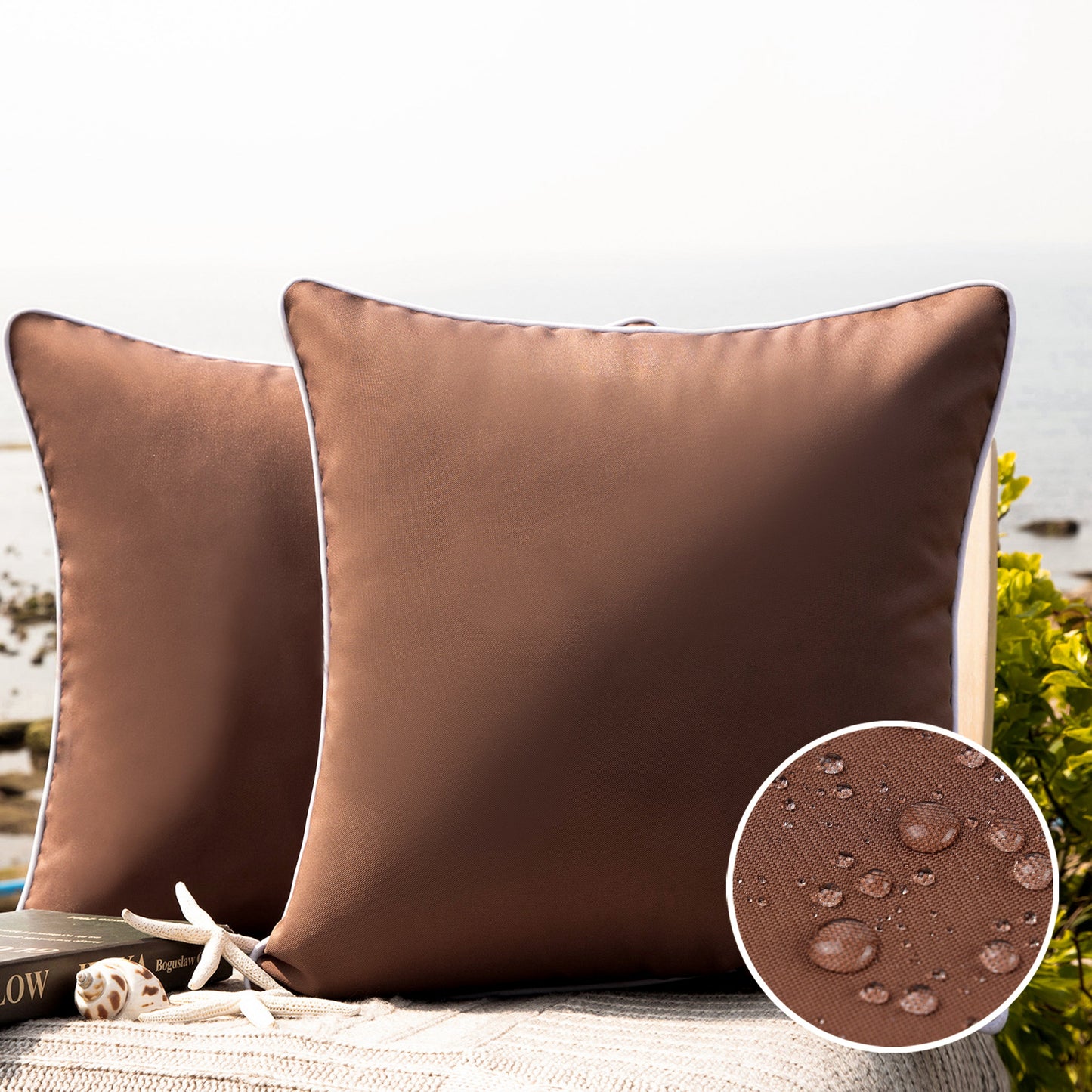 Summer Waterproof Outdoor Decorative Throw Pillow Covers, 20" x 20", 1 Pack Of 2