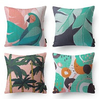 Tropical Series Decorative Throw Pillow Covers, 18" x 18", Set of 4
