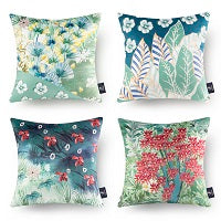 Tropical Series Decorative Throw Pillow Covers, 18" x 18", Set of 4
