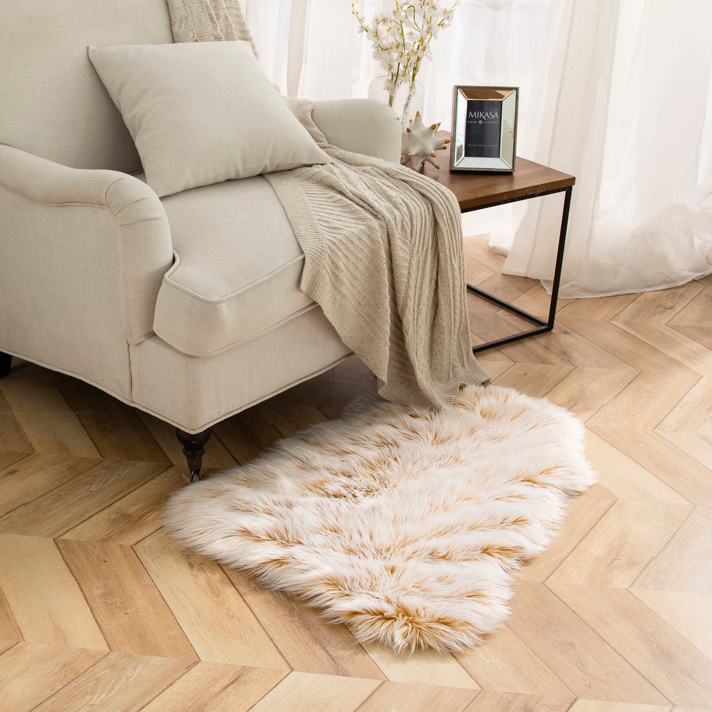 Deluxe Ultra Soft Faux Sheepskin Fur Series Fluffy Decorative Indoor Shag Area Rug, 2 x 3 Feet