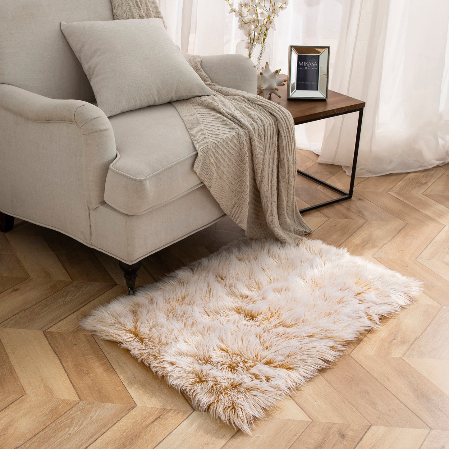 Deluxe Ultra Soft Faux Sheepskin Fur Series Fluffy Decorative Indoor Shag Area Rug, 2 x 3 Feet