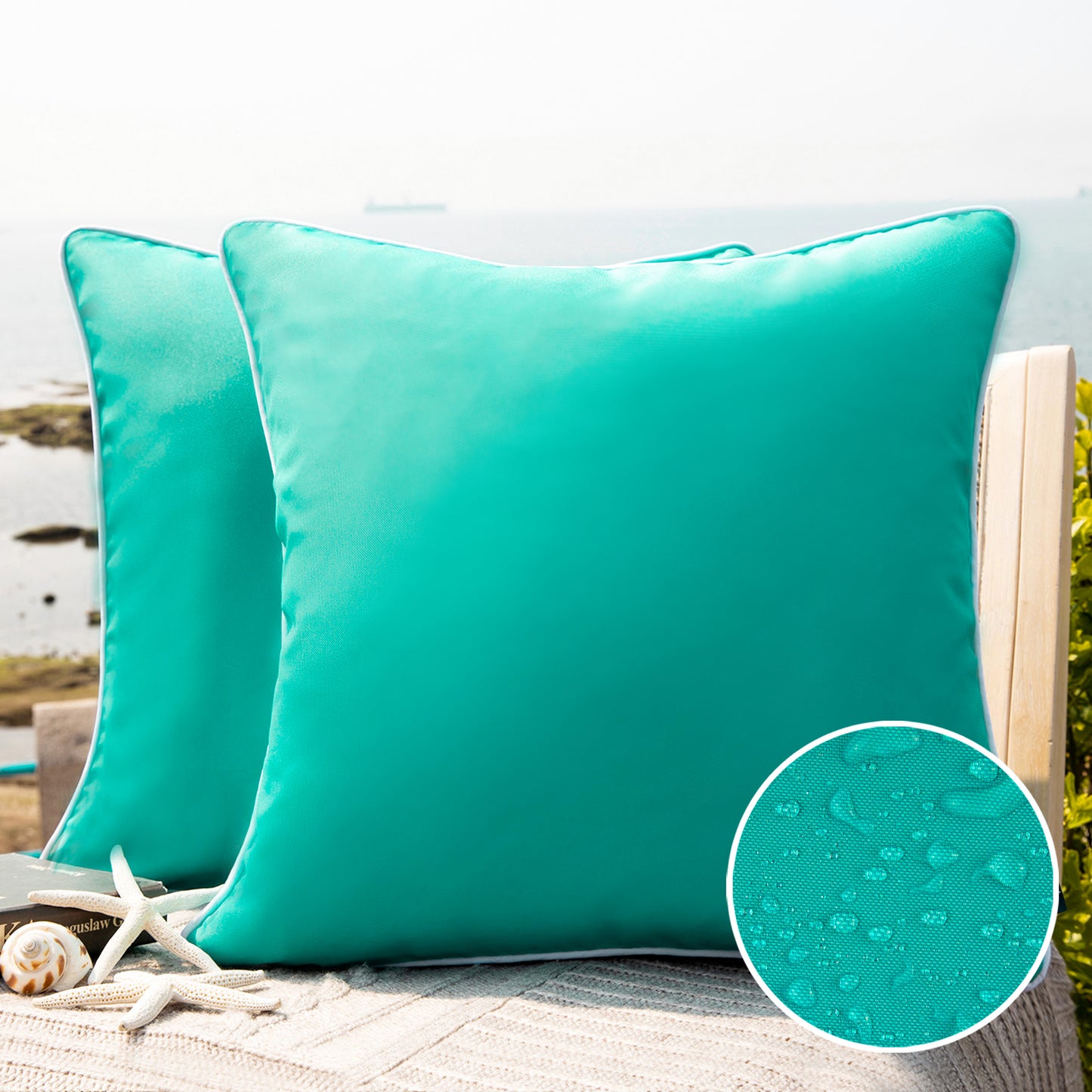 Summer Waterproof  Outdoor Decorative Throw Pillow Covers, 18" x 18",  1 Pack Of 2