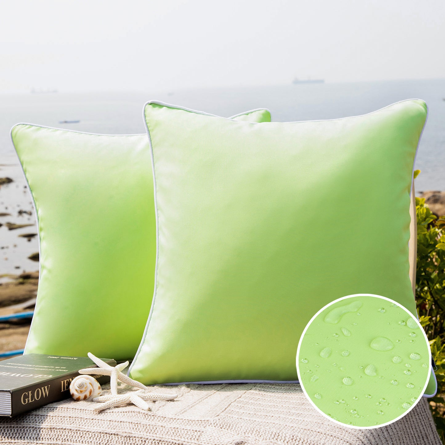Summer Waterproof  Outdoor Decorative Throw Pillow Covers, 18" x 18",  1 Pack Of 2