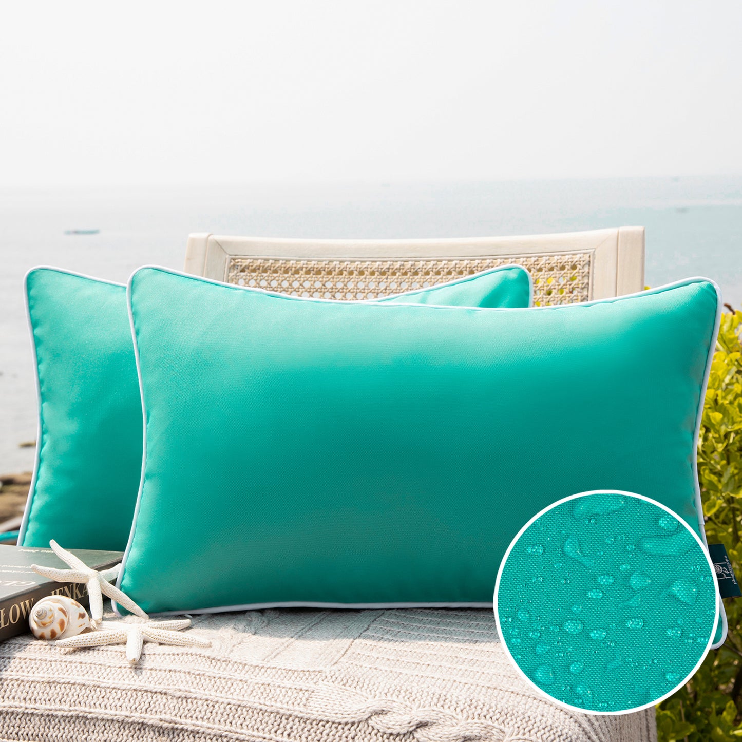 Summer Waterproof  Outdoor Decorative Throw Pillow Covers, 20" x 20",  1 Pack Of 2