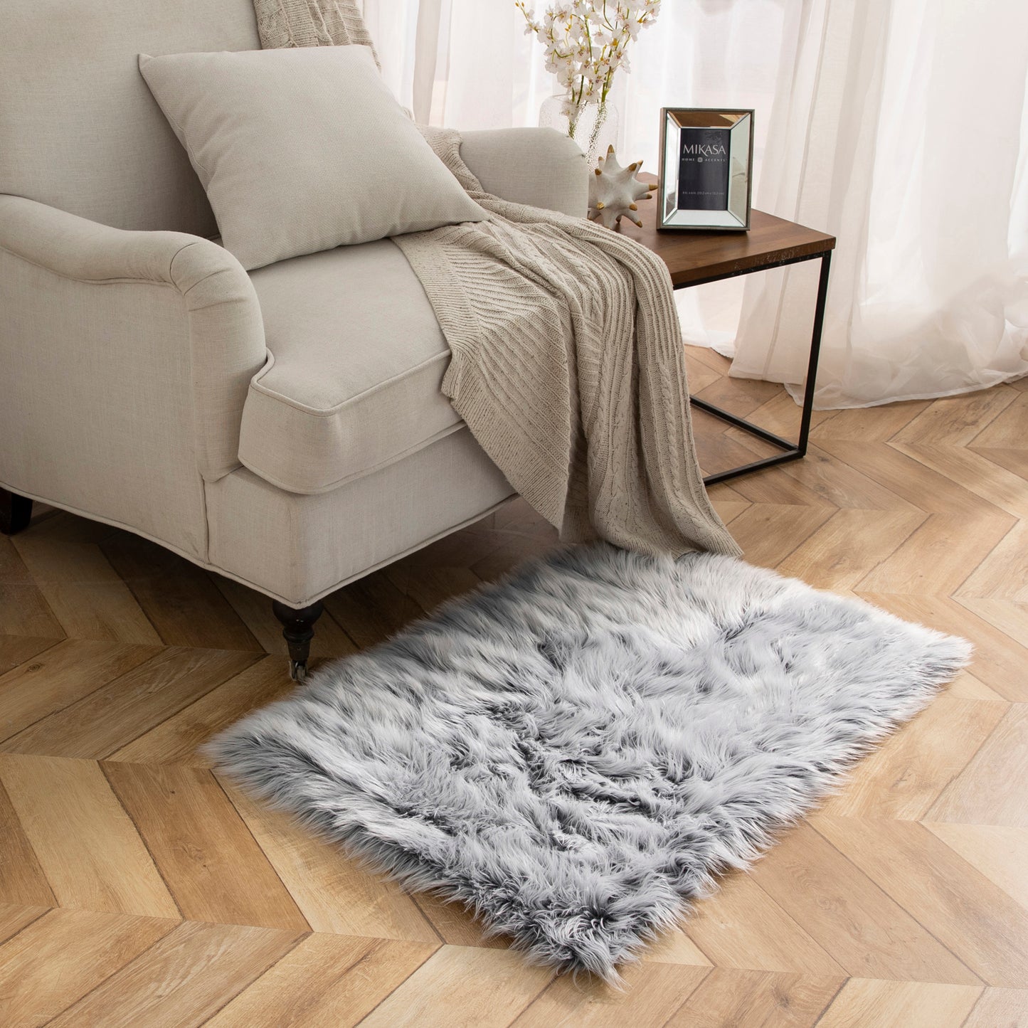 Deluxe Ultra Soft Faux Sheepskin Fur Series Fluffy Decorative Indoor Shag Area Rug, 2 x 3 Feet