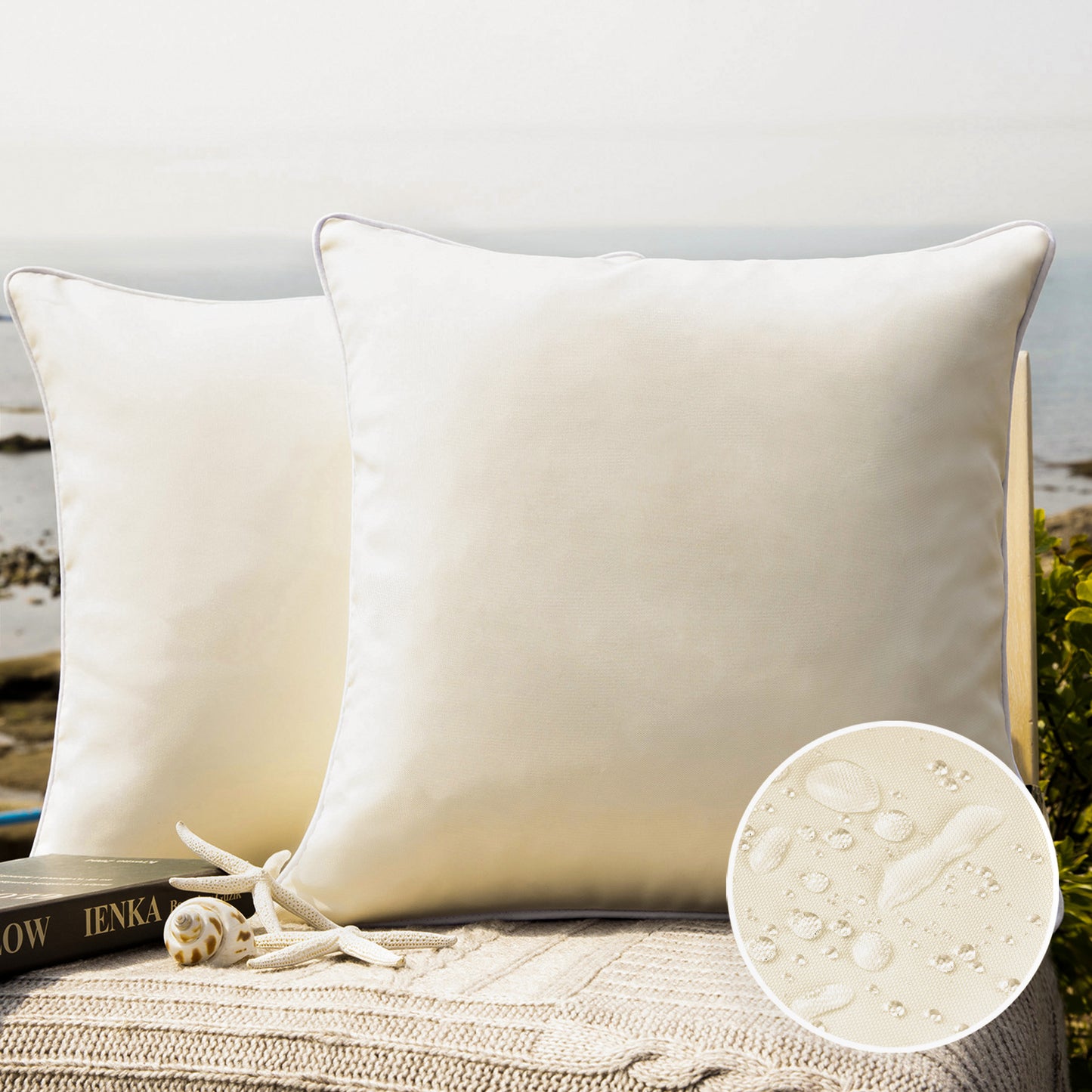 Summer Waterproof  Outdoor Decorative Throw Pillow Covers, 18" x 18",  1 Pack Of 2