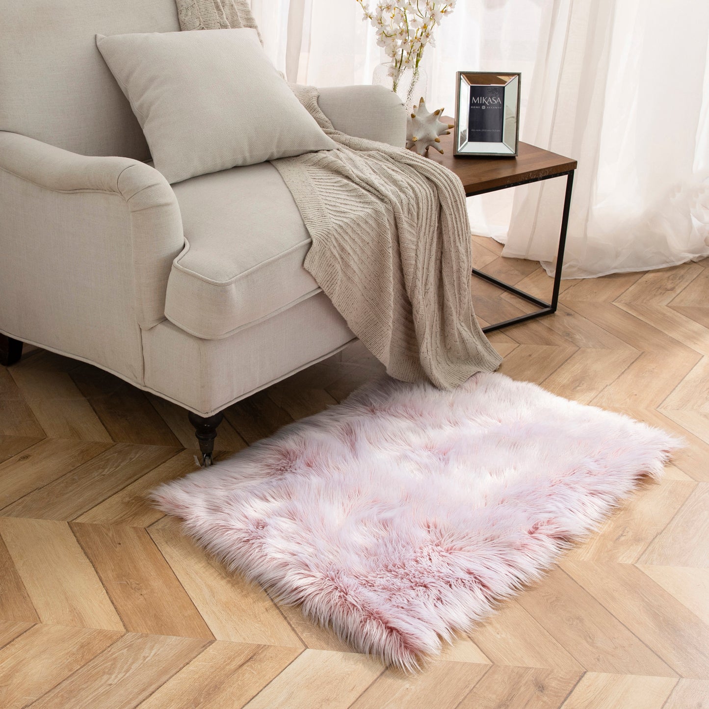 Deluxe Ultra Soft Faux Sheepskin Fur Series Fluffy Decorative Indoor Shag Area Rug, 2 x 3 Feet