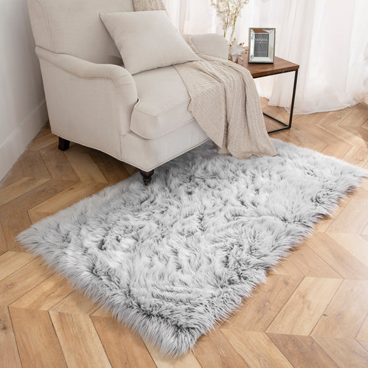 Deluxe Ultra Soft Faux Sheepskin Fur Series Fluffy Decorative Indoor Shag Area Rug, 3 x 5 Feet