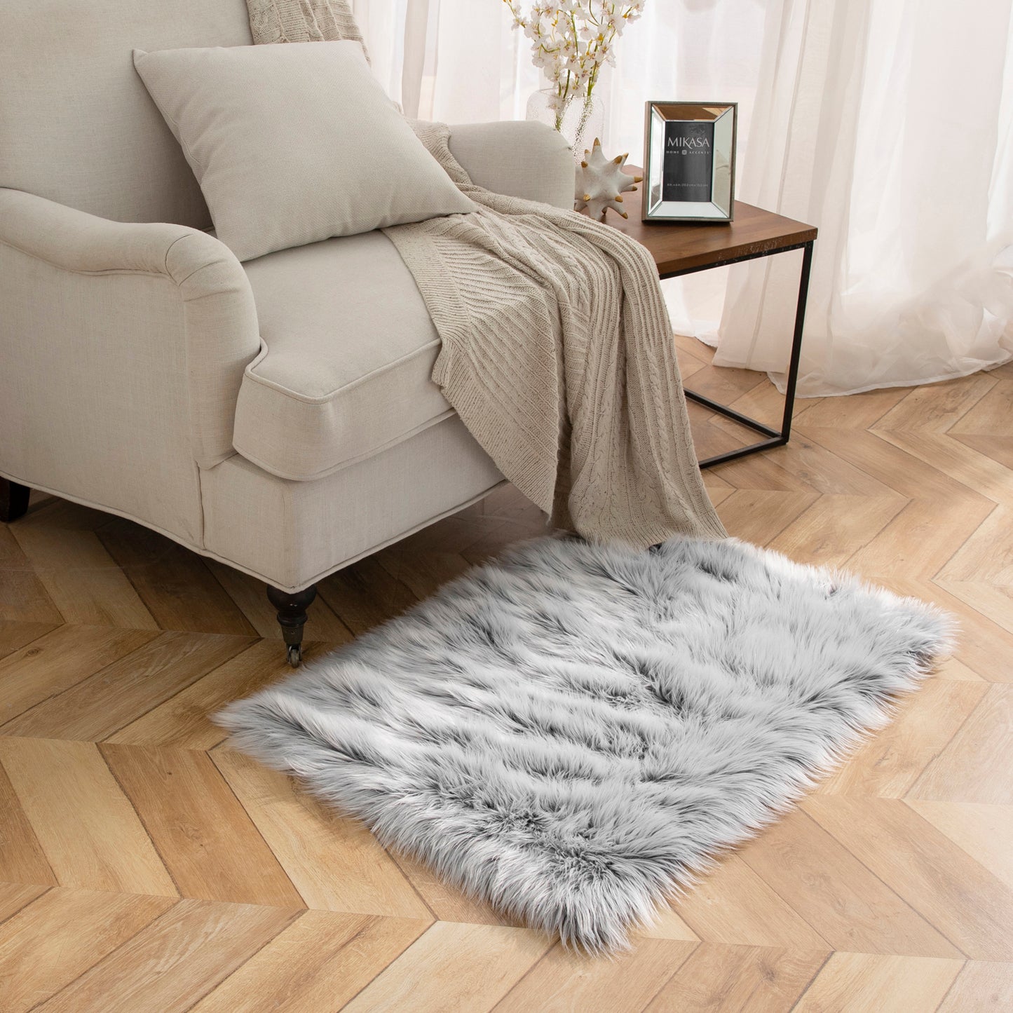 Deluxe Ultra Soft Faux Sheepskin Fur Series Fluffy Decorative Indoor Shag Area Rug, 2 x 3 Feet