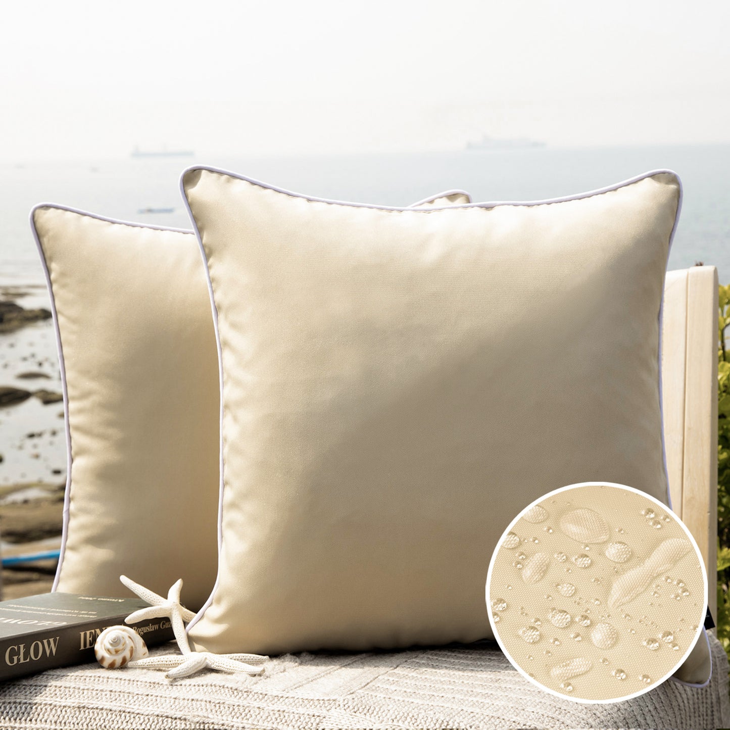 Summer Waterproof  Outdoor Decorative Throw Pillow Covers, 18" x 18",  1 Pack Of 2