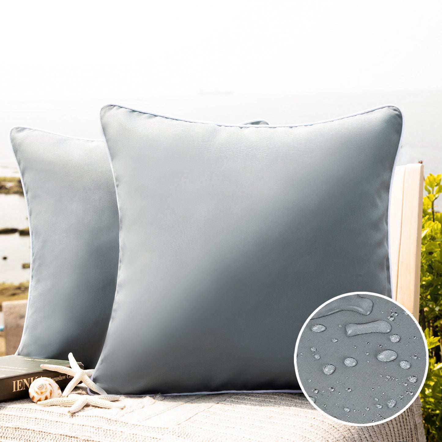 Summer Waterproof  Outdoor Decorative Throw Pillow Covers, 18" x 18",  1 Pack Of 2