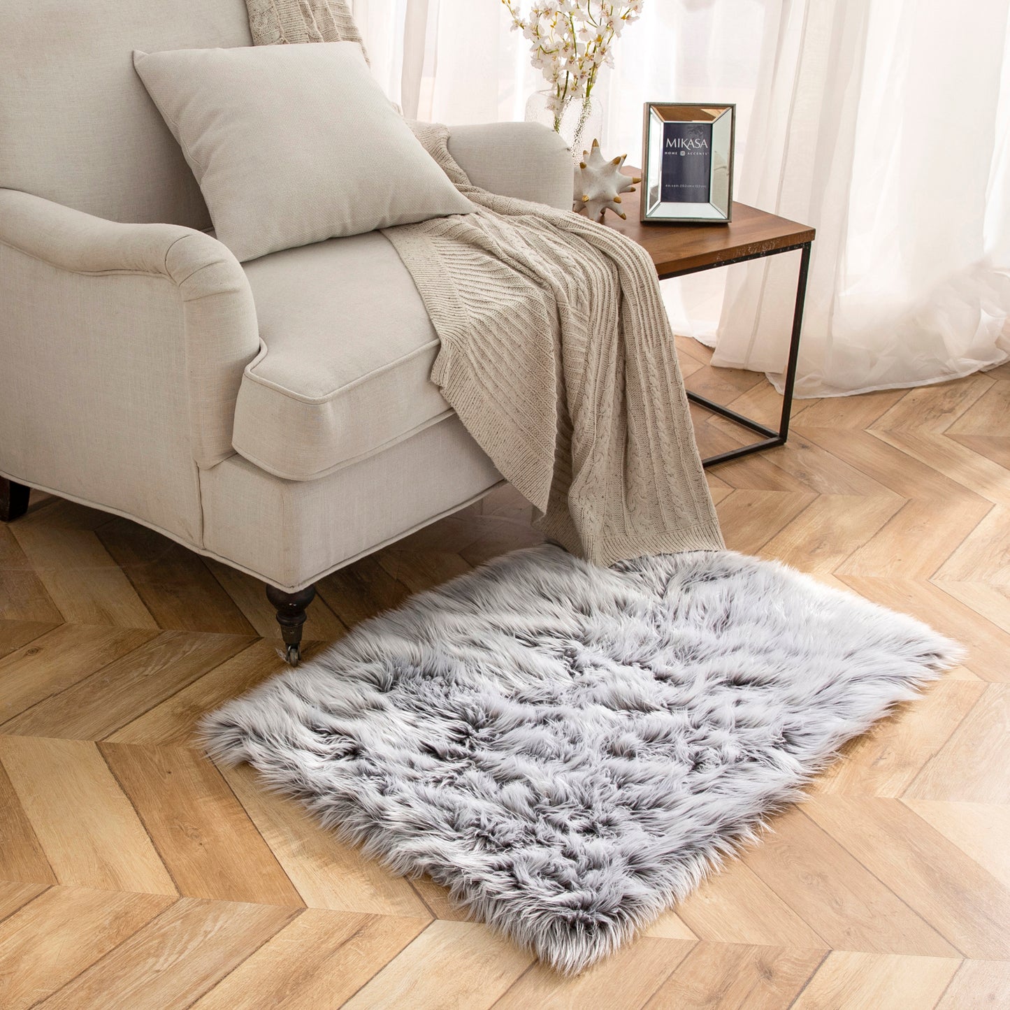 Deluxe Ultra Soft Faux Sheepskin Fur Series Fluffy Decorative Indoor Shag Area Rug, 2 x 3 Feet