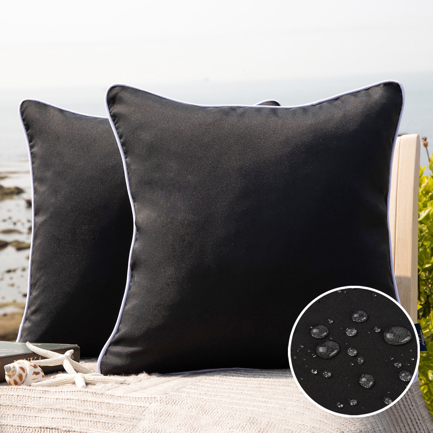 Summer Waterproof  Outdoor Decorative Throw Pillow Covers, 18" x 18",  1 Pack Of 2