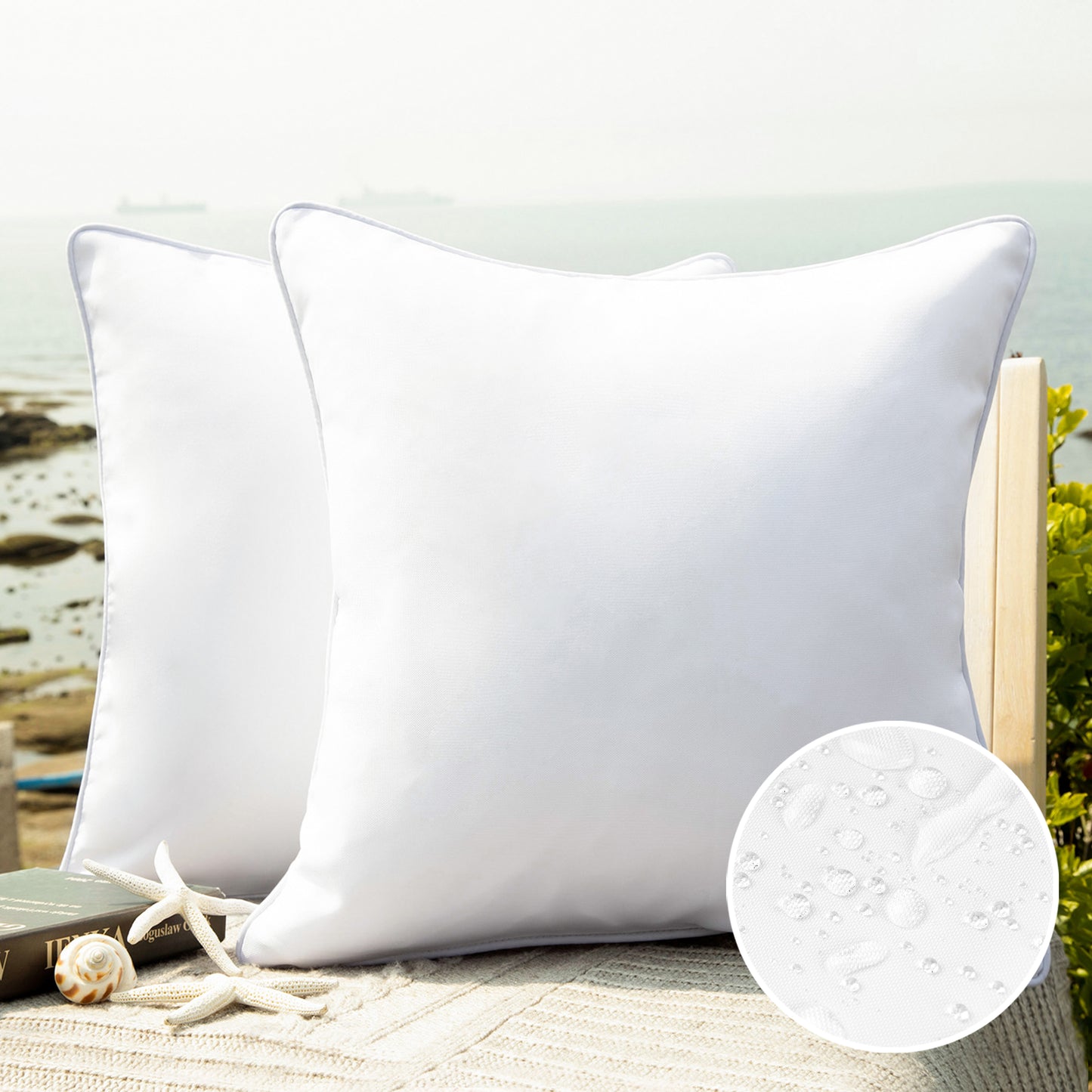 Summer Waterproof  Outdoor Decorative Throw Pillow Covers, 18" x 18",  1 Pack Of 2