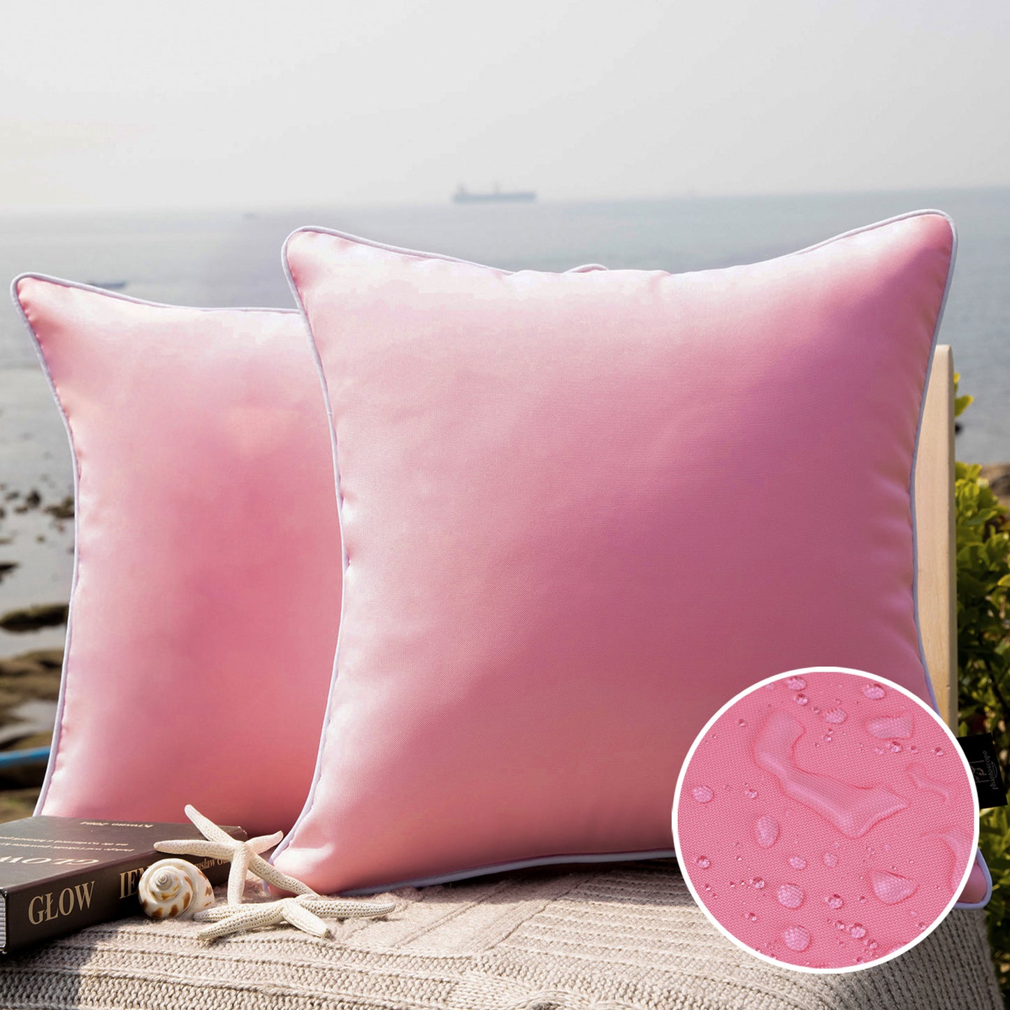 Summer Waterproof  Outdoor Decorative Throw Pillow Covers, 18" x 18",  1 Pack Of 2