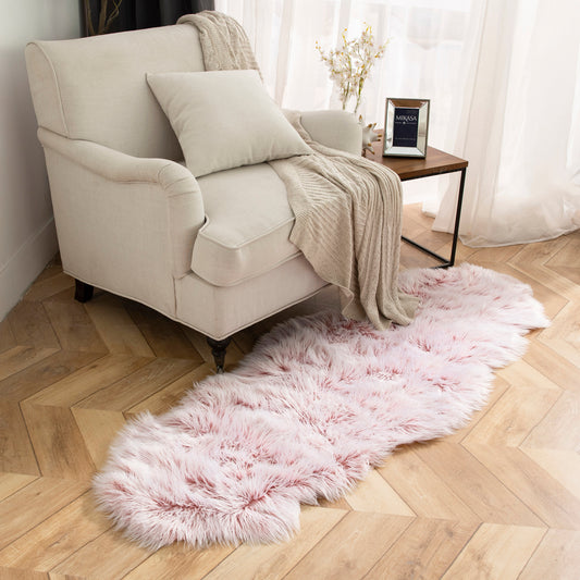 Deluxe Ultra Soft Faux Sheepskin Fur Series Fluffy Decorative Indoor Shag Area Rug, 2 x 6 Feet