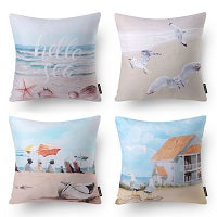 Ocean Series Decorative Throw Pillow Covers, 18" x 18", Set of 4