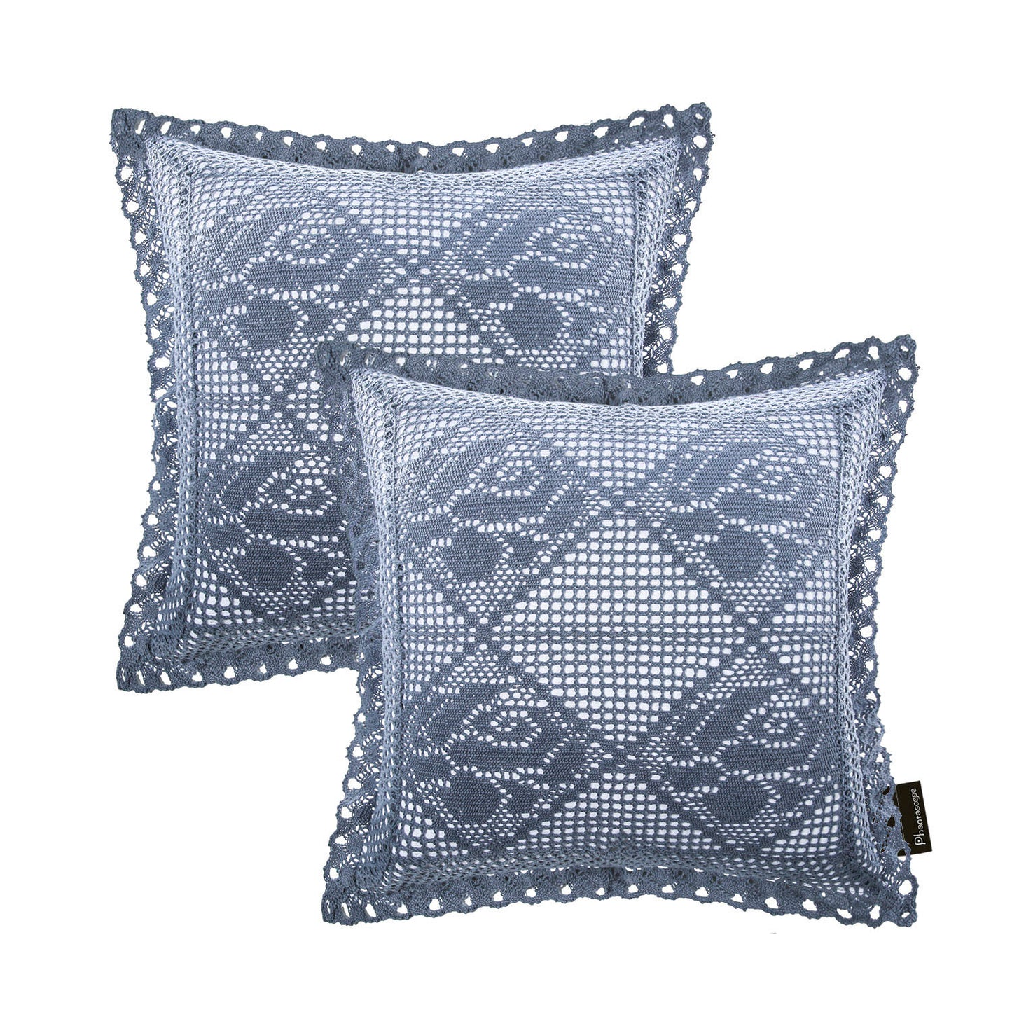 Bohemian Series Crochet Decorative Throw Pillow Covers, 18"x 18",  1 Pack Of 2