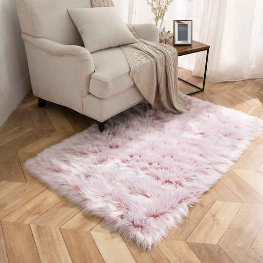 Deluxe Ultra Soft Faux Sheepskin Fur Series Fluffy Decorative Indoor Shag Area Rug, 3 x 5 Feet