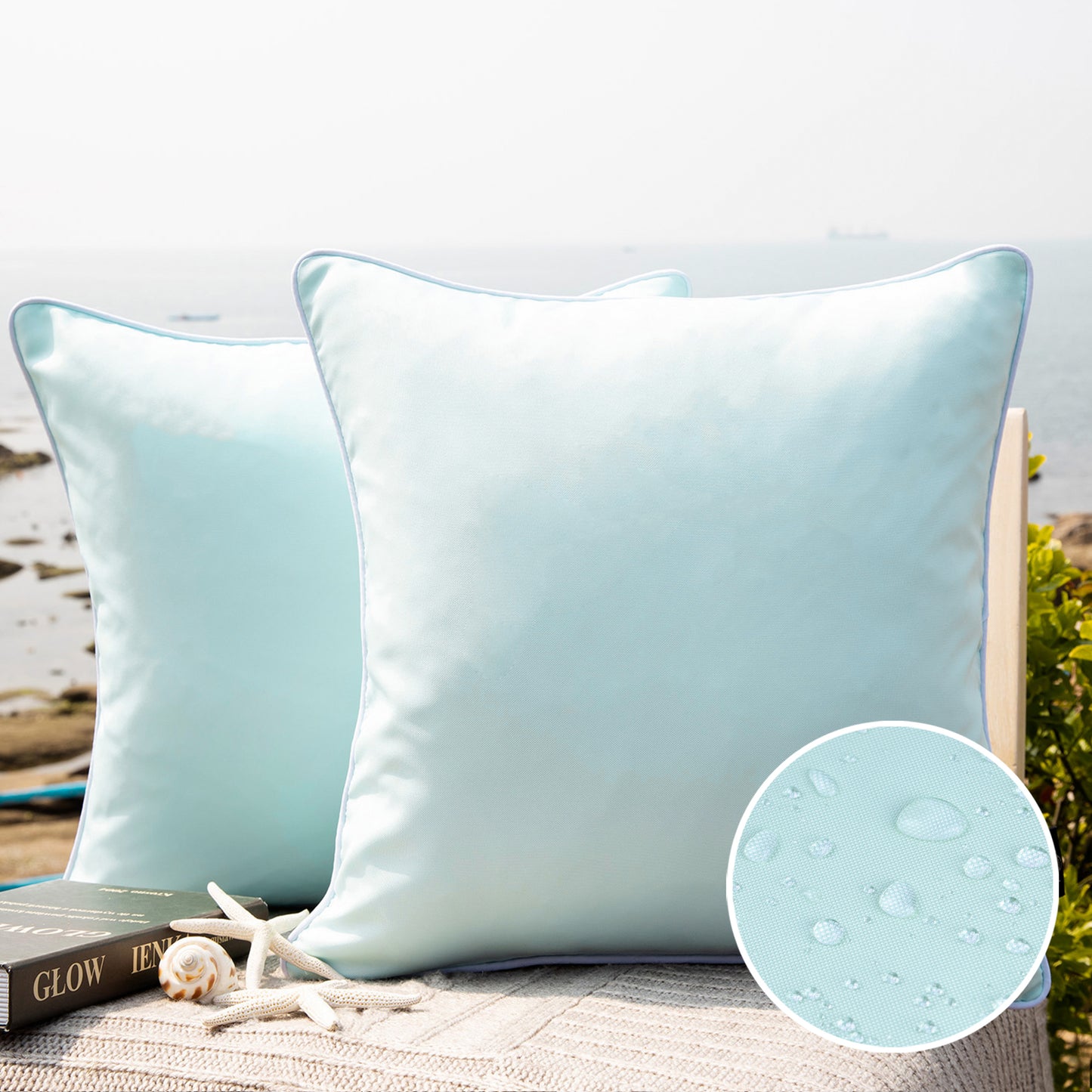 Summer Waterproof  Outdoor Decorative Throw Pillow Covers, 18" x 18",  1 Pack Of 2