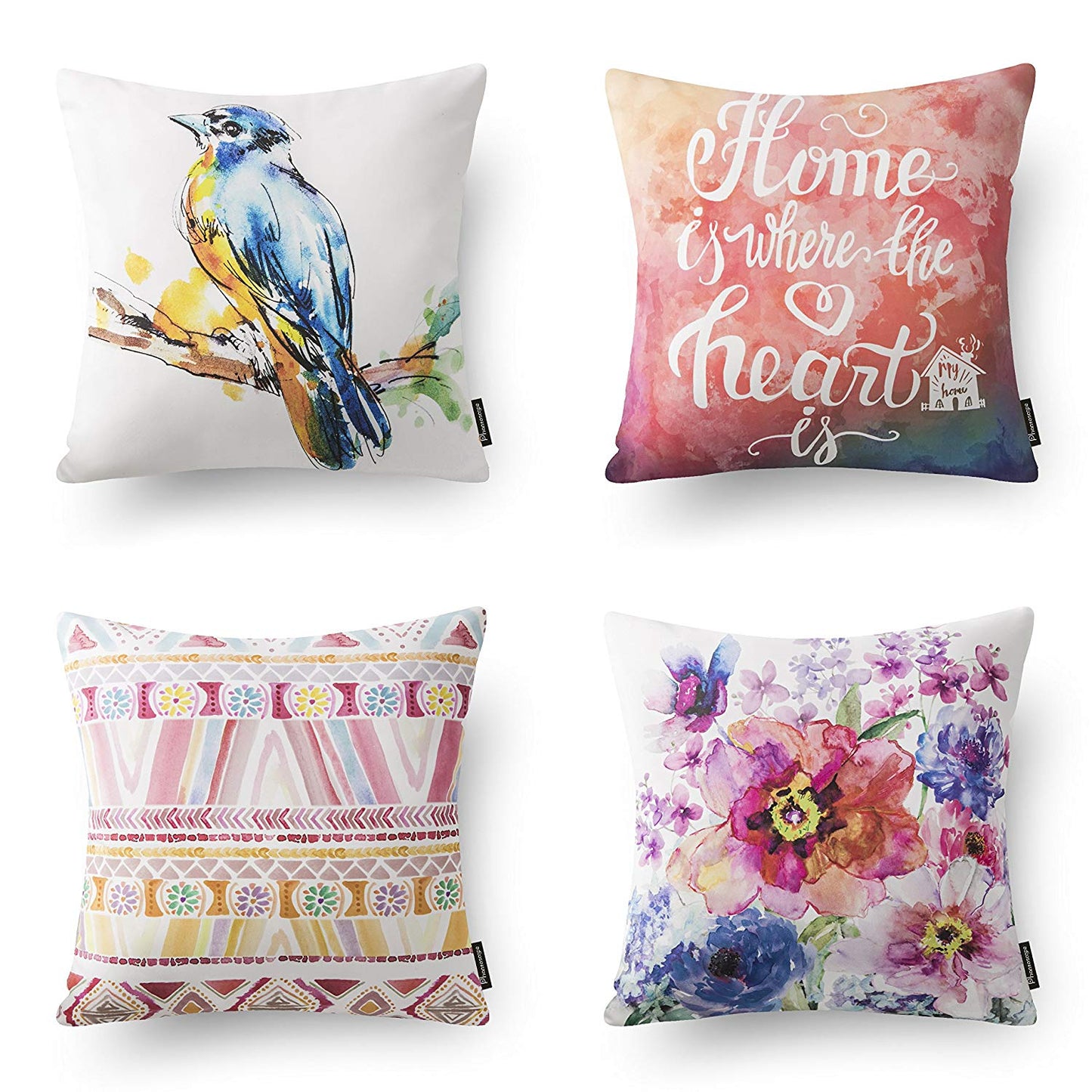 Ocean Series Decorative Throw Pillow Covers, 18" x 18", Set of 4
