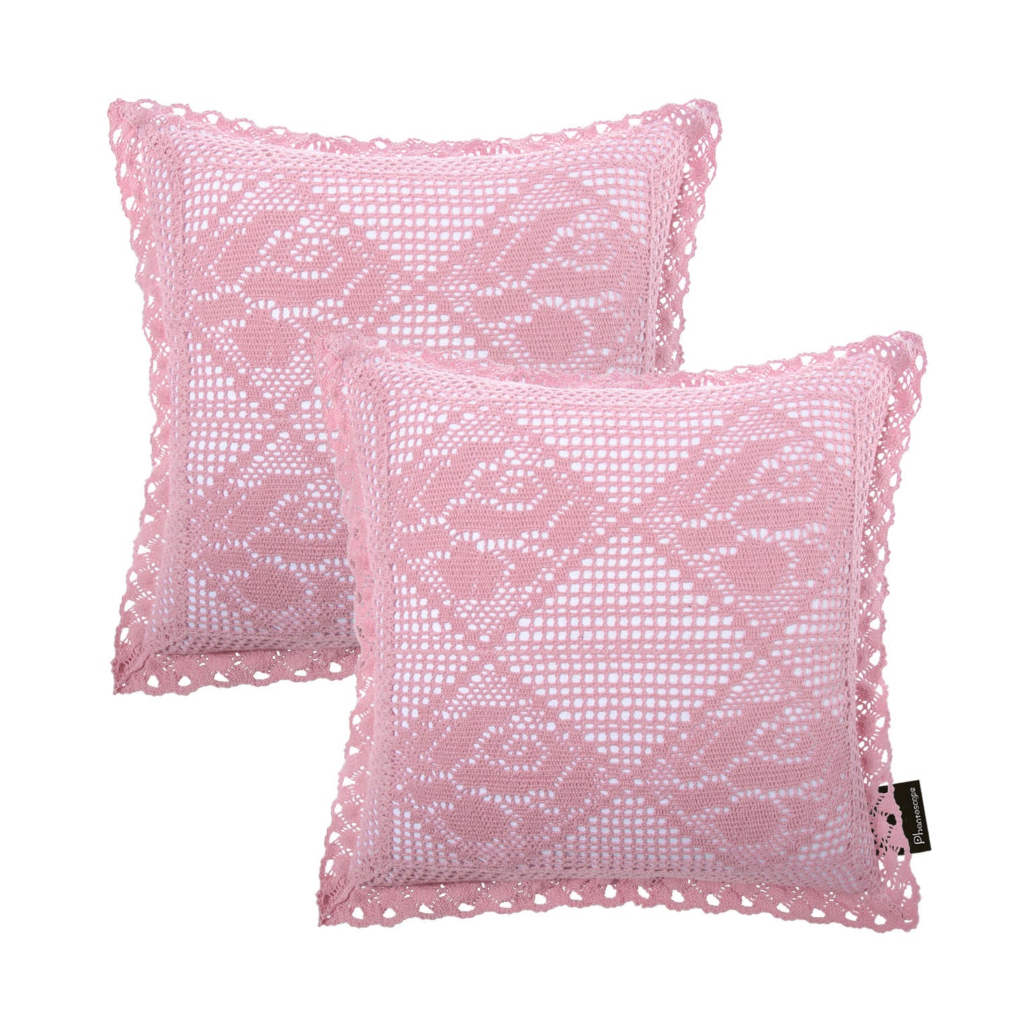 Bohemian Series Crochet Decorative Throw Pillow Covers, 18"x 18",  1 Pack Of 2