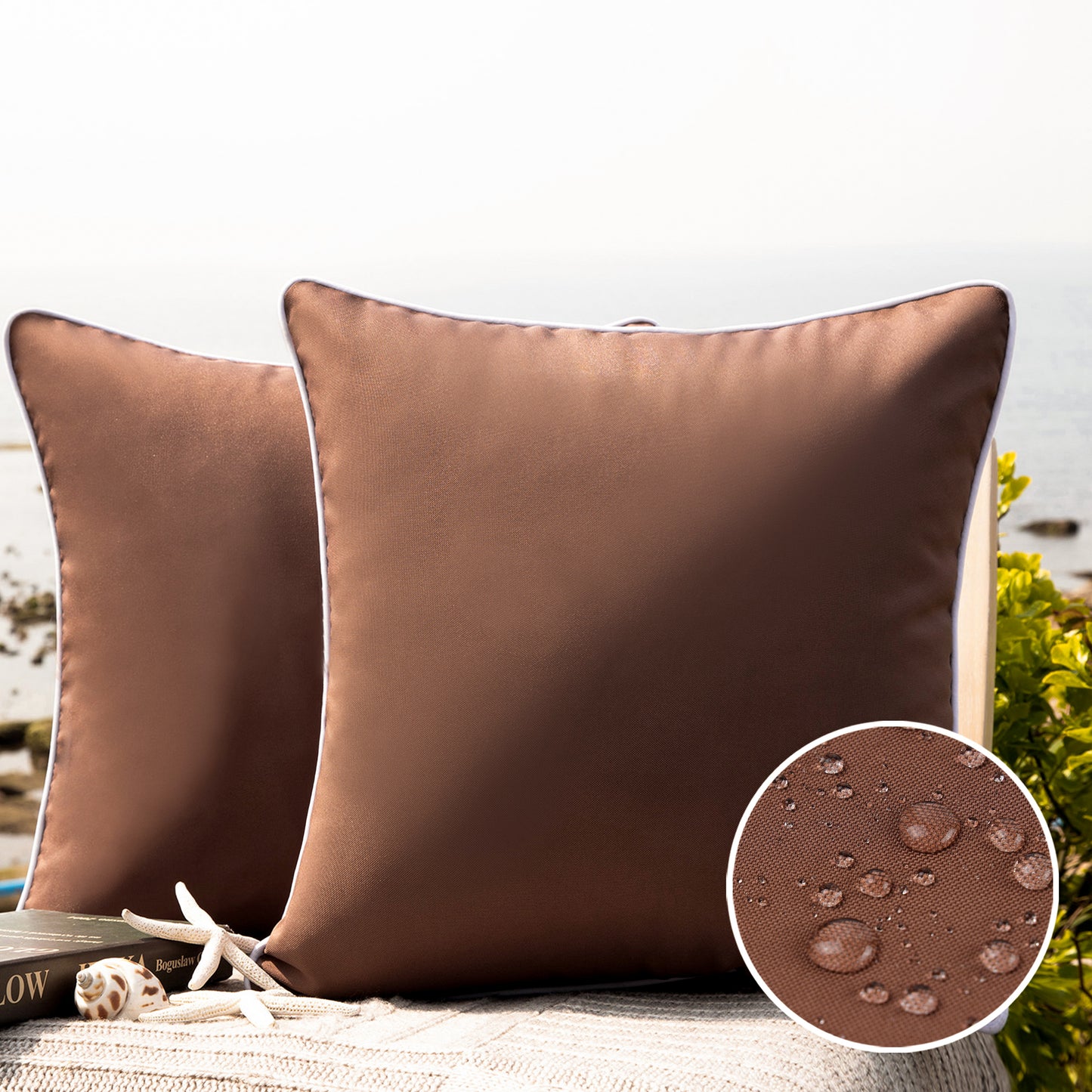Summer Waterproof  Outdoor Decorative Throw Pillow Covers, 18" x 18",  1 Pack Of 2